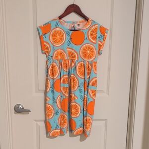 Tea Collection Orange and Blue Citrus Dress